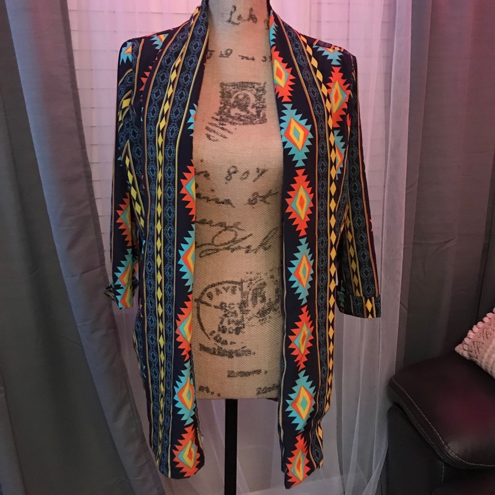 Pattern loose shawl jacket